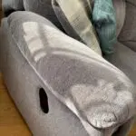 Scs grey cloud fabric 4 seater curved sofa including manual recliner