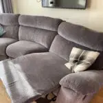Scs grey cloud fabric 4 seater curved sofa including manual recliner