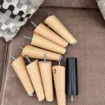 Beige/brown 3 seater & 2 seater sofa, foot stall and pillows