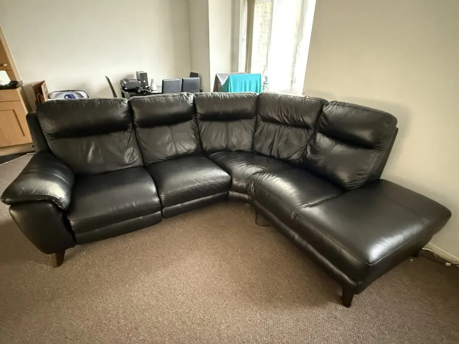 Black Leather Sofa - Electric Recliner & USB Charging