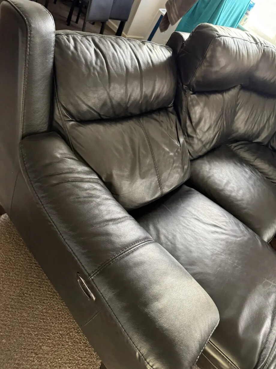 Black Leather Sofa - Electric Recliner & USB Charging