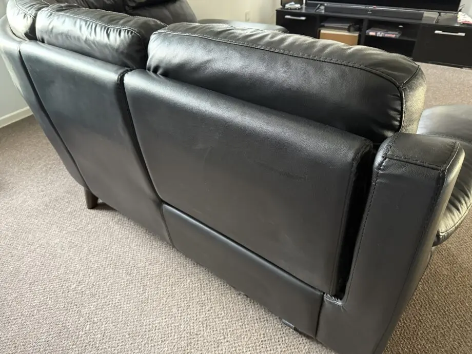 Black Leather Sofa - Electric Recliner & USB Charging