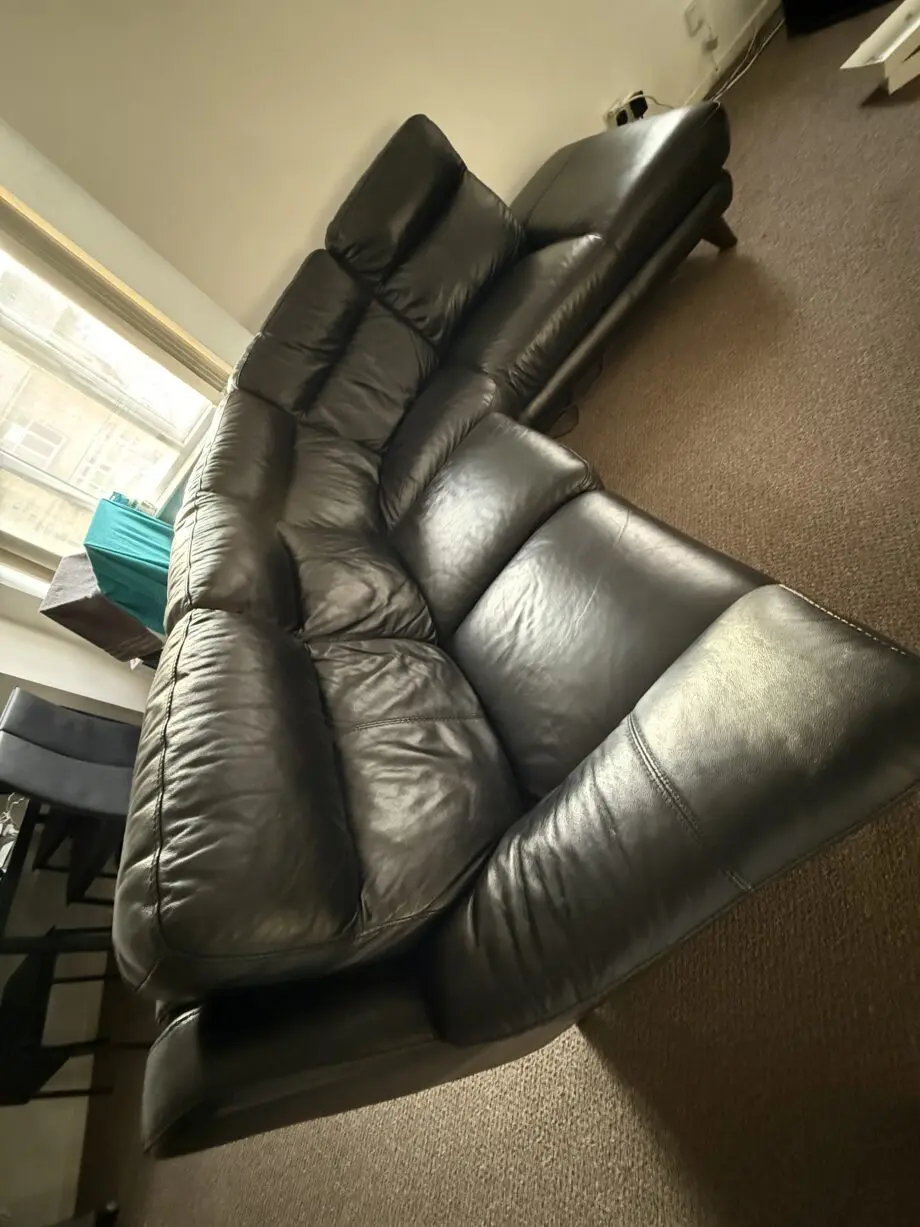 Black Leather Sofa - Electric Recliner & USB Charging