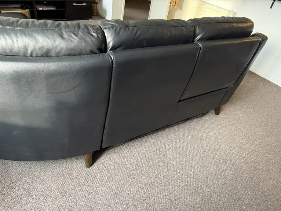 Black Leather Sofa - Electric Recliner & USB Charging