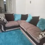 DFS Beige & Brown Corner Sofa with Swivel Chair