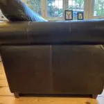 Next Dark Brown Leather 2 seater Sofa with dark wooden block feet