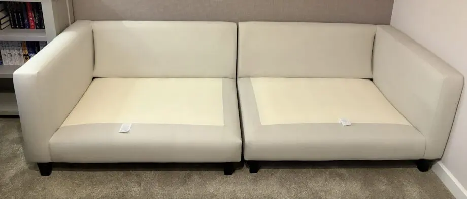 3 seater off-white fabric sofa