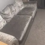 4 seater grey velvet sofa