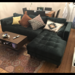MADE emerald green velvet 3 seat sofa left side chaise