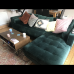MADE emerald green velvet 3 seat sofa left side chaise