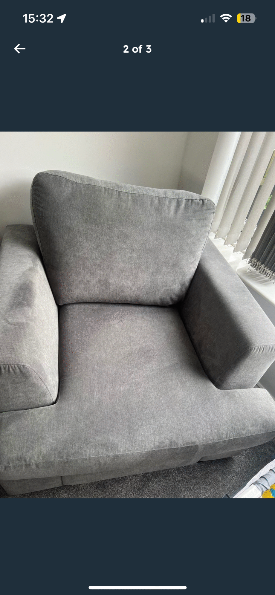 Grey DFS 3 seater and chair
