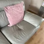 DFS grey leather 3 seater sofa & chair set