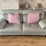 DFS grey leather 3 seater sofa & chair set