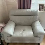 DFS grey leather 3 seater sofa & chair set