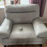 DFS grey leather 3 seater sofa & chair set