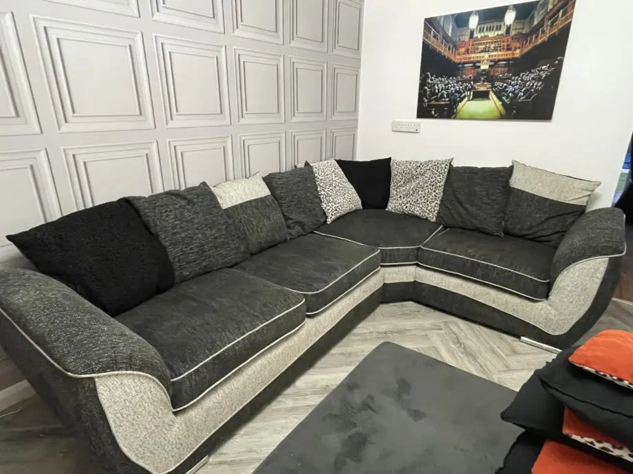 Dfs grey corner sofa and large cuddle chair