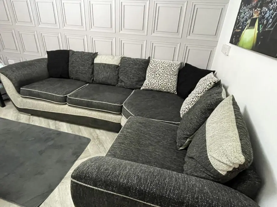 Dfs grey corner sofa and large cuddle chair