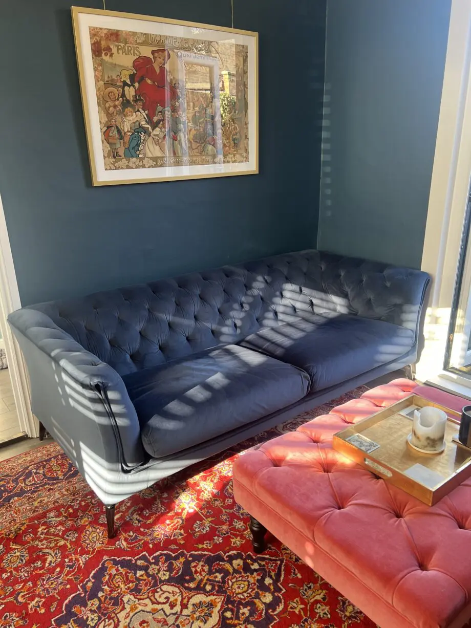 Danetti Dax 3 seater Chesterfield sofa navy blue velvet