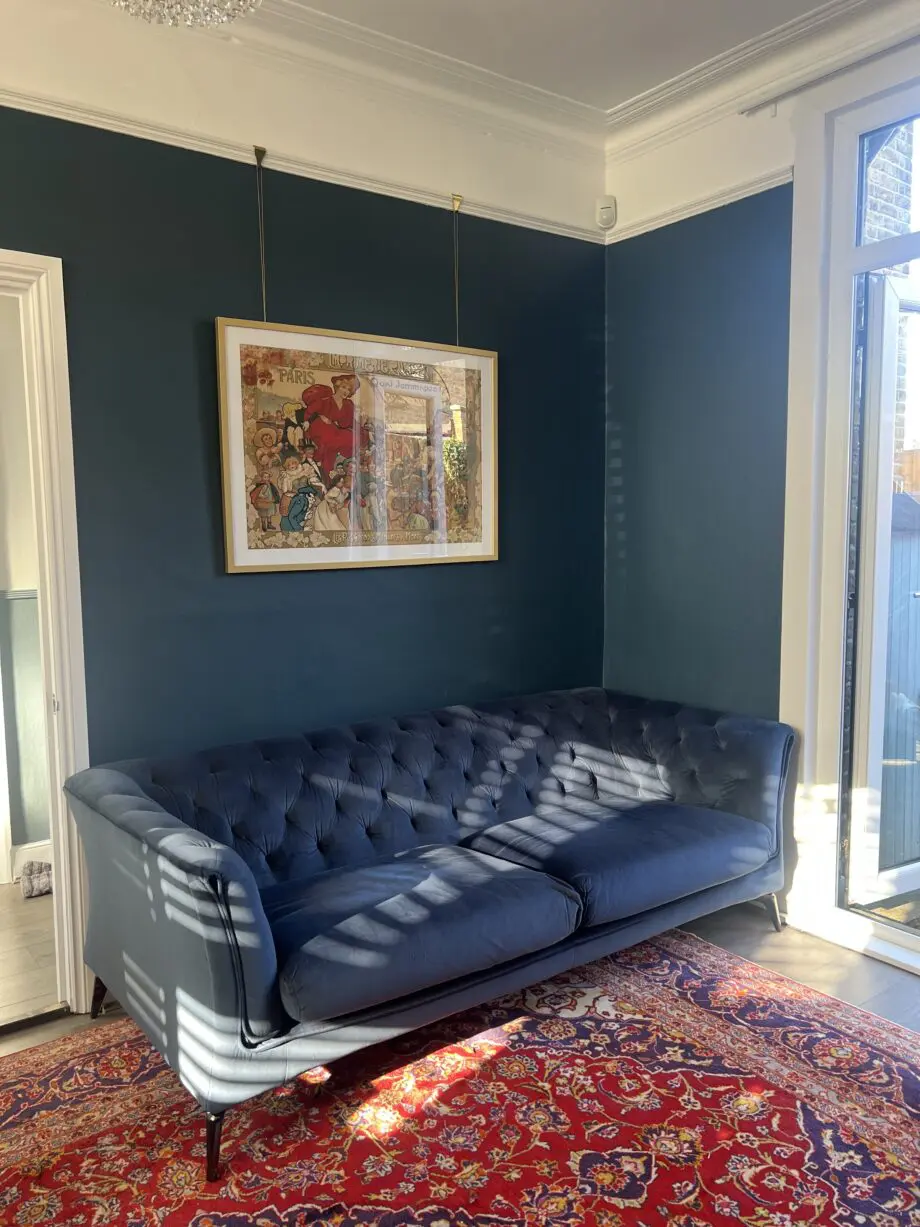 Danetti Dax 3 seater Chesterfield sofa navy blue velvet