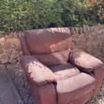 4 PIECE SOFA BUNDLE! SCS Brown Suede Sofa Set (2x 3 Seater Manual Recliner, 1x Rocker Manual Recliner & Footstool)