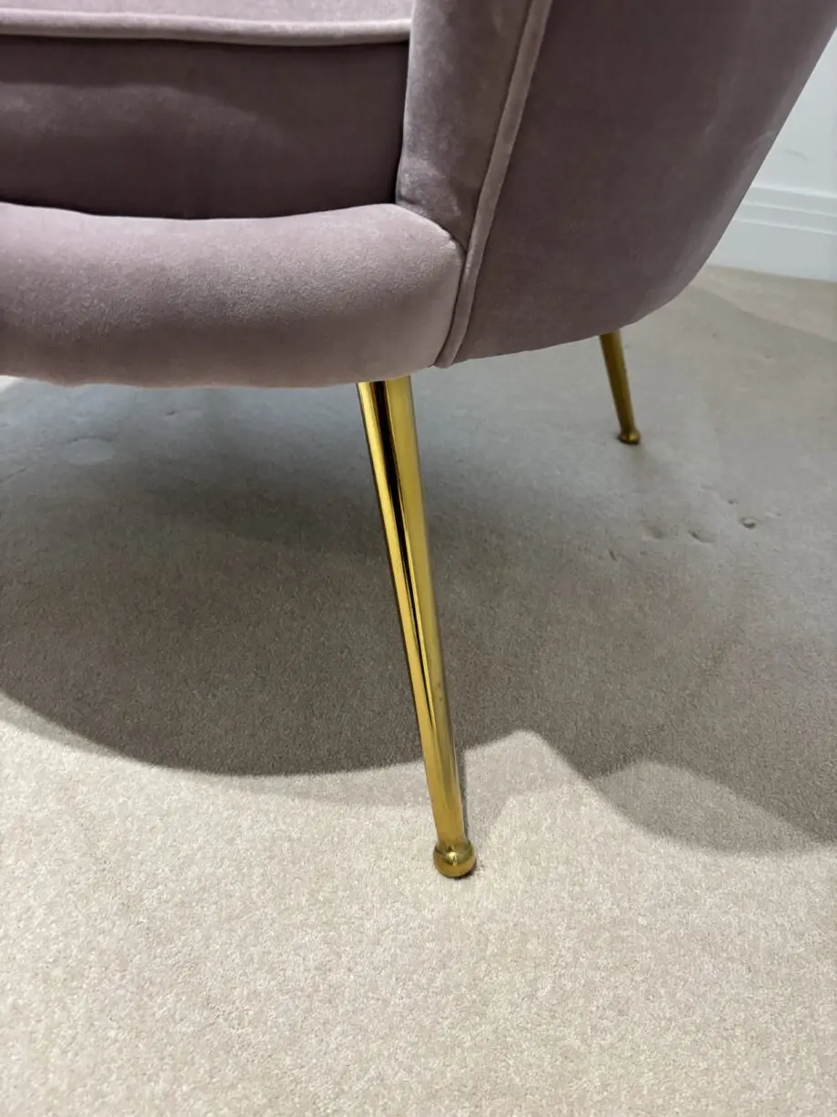 2 Modern velvet armchairs in blush pink