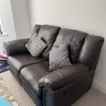 Brown leather 2 seater manual recliner
