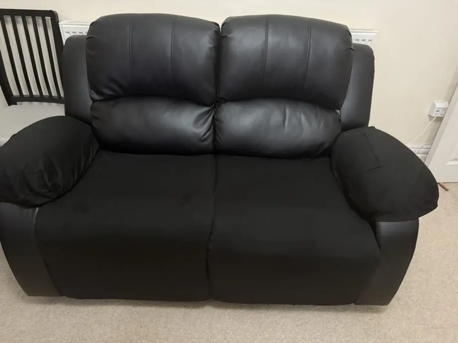 Two Seater Black Manual Recliner Sofa