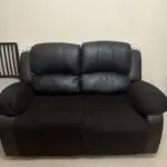 Two Seater Black Manual Recliner Sofa