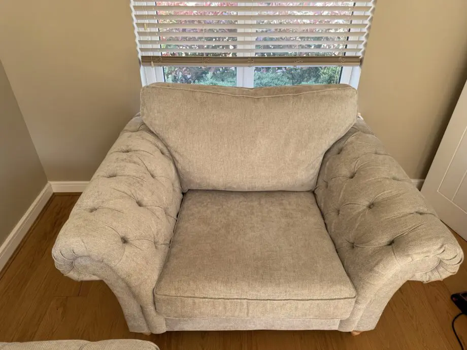 Gosford grey high back, deep sit sofa, Armchair and footstool