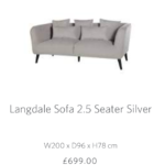 David Philips Langdale Sofa 2.5 Seater Silver