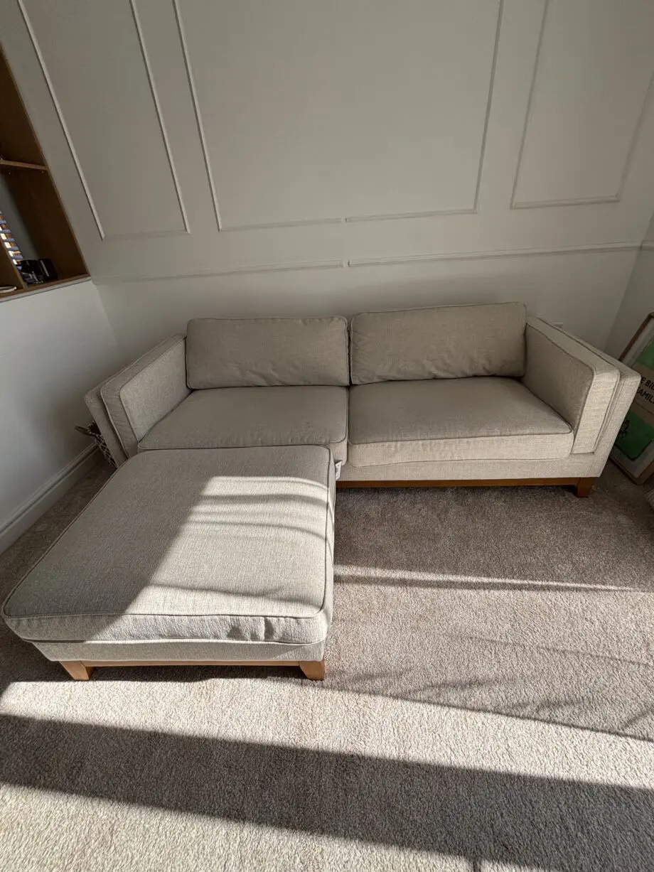 Daals Dipley Oatmeal Fabric 3 Seater Sofa and Ottoman Footstool