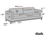 Daals Dipley Oatmeal Fabric 3 Seater Sofa and Ottoman Footstool