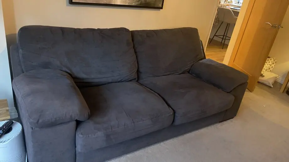 Sofology 3 and 2 seater charcoal sofa with ottoman footstool