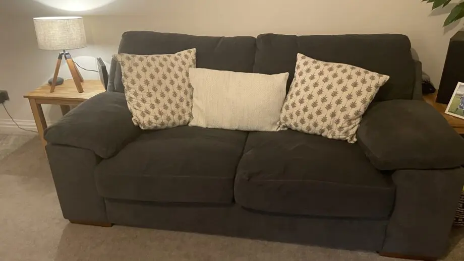 Sofology 3 and 2 seater charcoal sofa with ottoman footstool