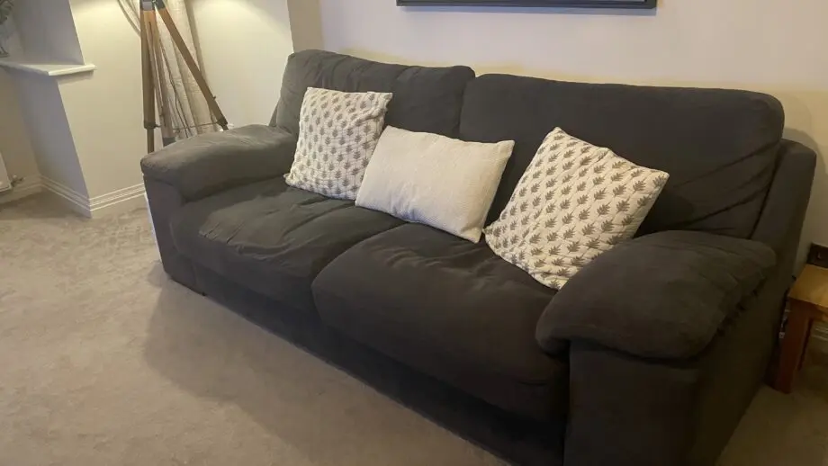 Sofology 3 and 2 seater charcoal sofa with ottoman footstool