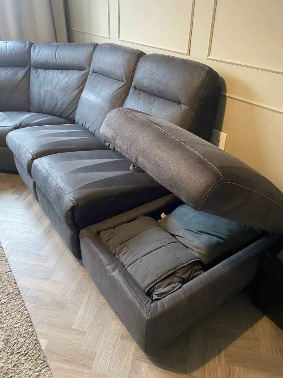 Modular corner sofa, electric recline with charging ports