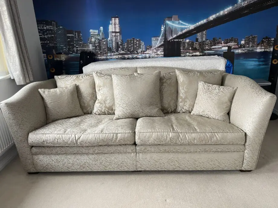 Designer Parker Knoll Burlington, Classic Grand Sofa, Fabric, Biscuit Colour