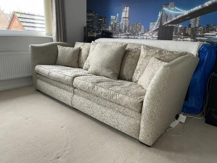Designer Parker Knoll Burlington, Classic Grand Sofa, Fabric, Biscuit Colour