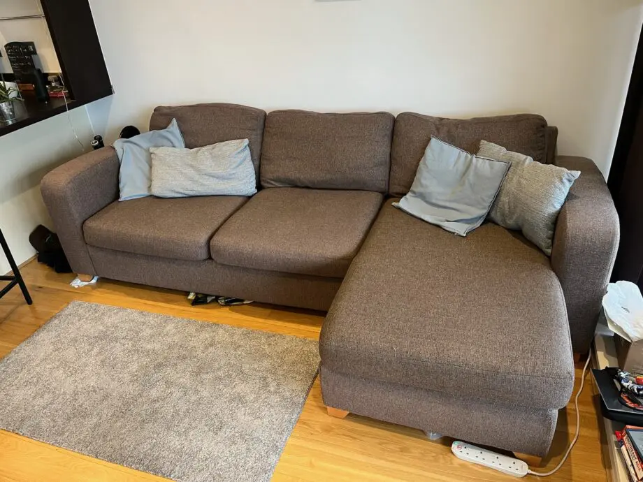 3-piece brown corner sofa