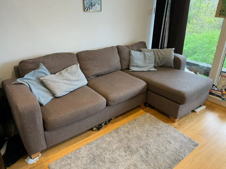 3-piece brown corner sofa