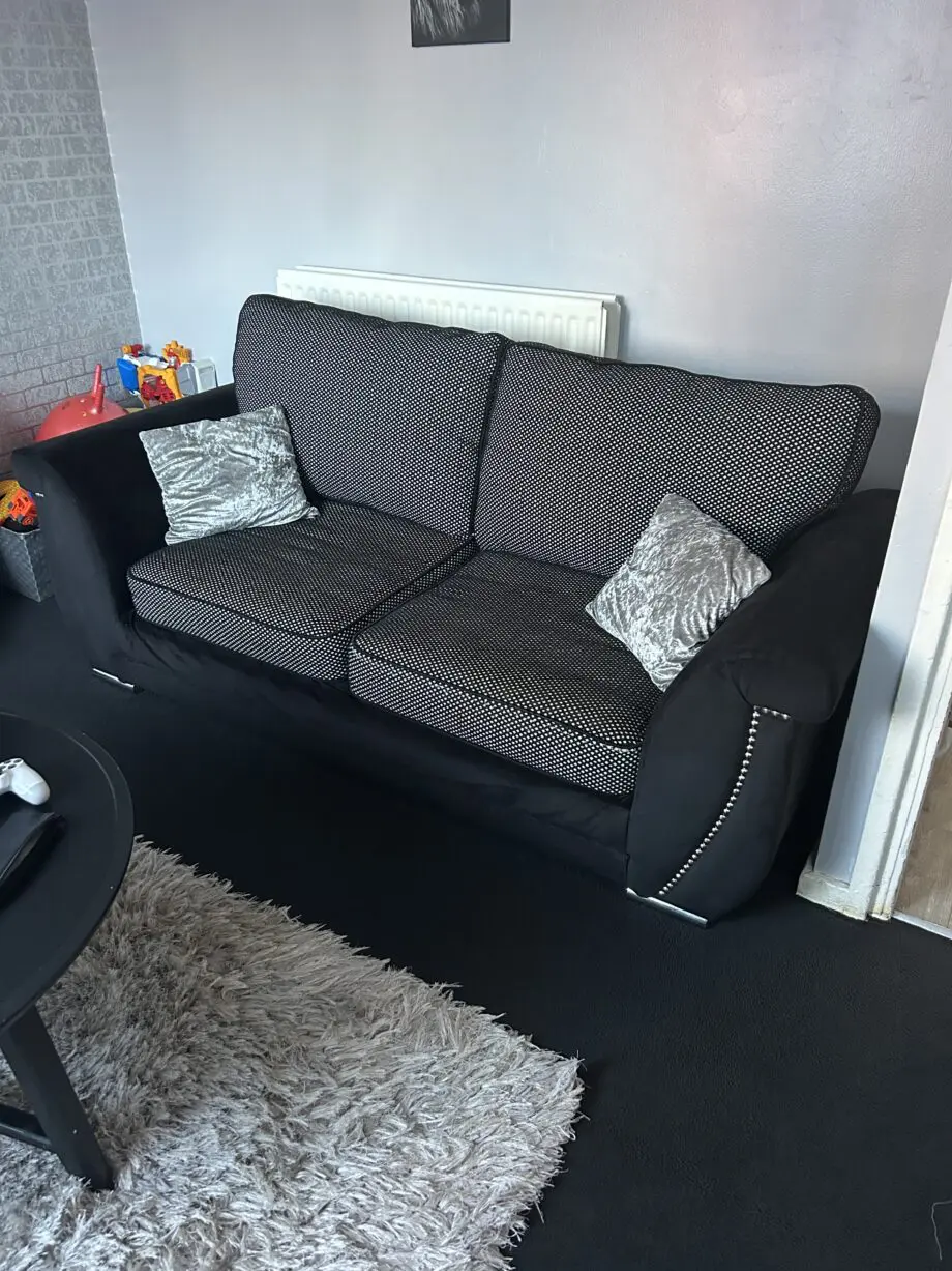 Black and white polka dot sofa