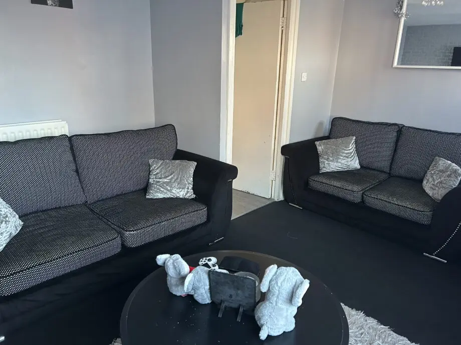 Black and white polka dot sofa