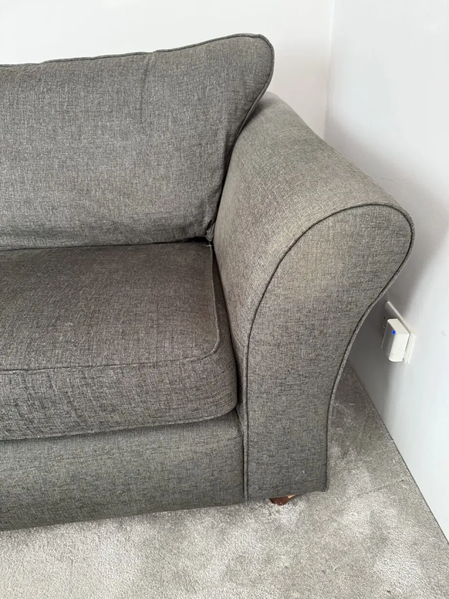 M&S 4 Seater Sofa, Loveseat & Footstool in Dark Grey Fabric