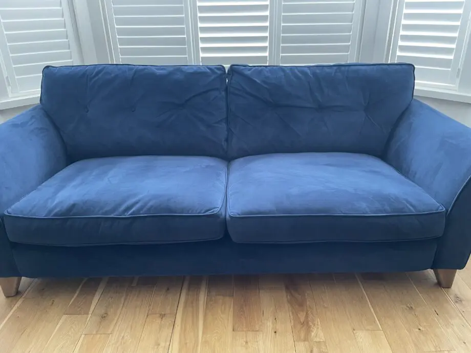Lounge company 3 seater sofa blue velvet touch