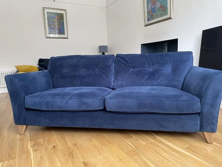 Lounge company 3 seater sofa blue velvet touch