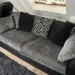 DFS grey/black leather sofa set