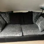 DFS grey/black leather sofa set