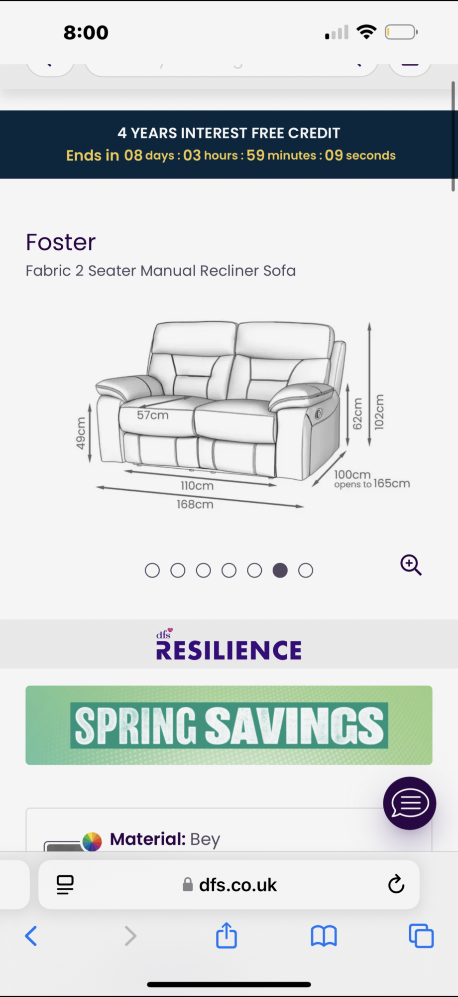 DFS Grey Foster Recliner Sofa