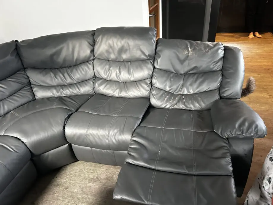 Grey corner sofa, leather