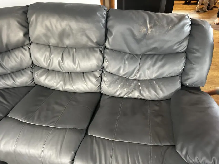 Grey corner sofa, leather